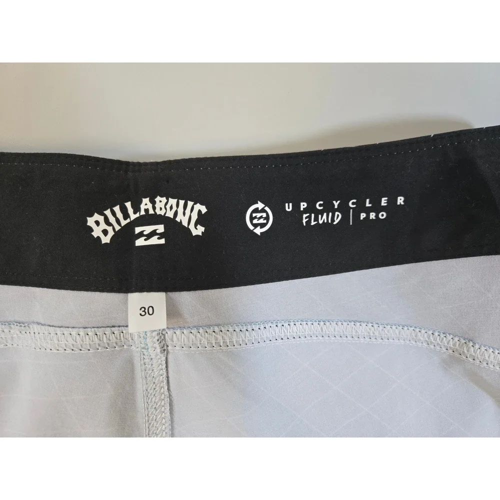 Billabong Upcycler Fluid Pro‎ Board Shorts Mens 30 Blue Black Grid Swim Trunks